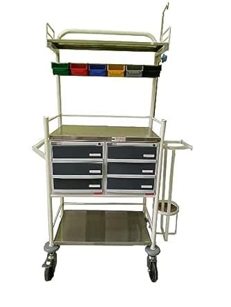MPchoice Crash Cart with inbuilt Oxygen Cylinder Cage, I.V. Rod ...