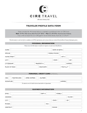 Fillable Online Traveler Profile Data Form Fax Email Print - pdfFiller