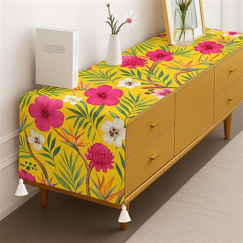 Yellow Floral Multicoloured Table Runner |Nightstand, Bed Side Table ...