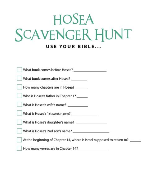 Free hosea bible scavenger hunt – Artofit