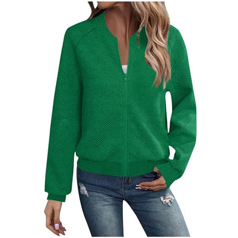 ClodeEU Women's Tops, Casual Solid Color ,Long Sleeved Zipper Jacket ...