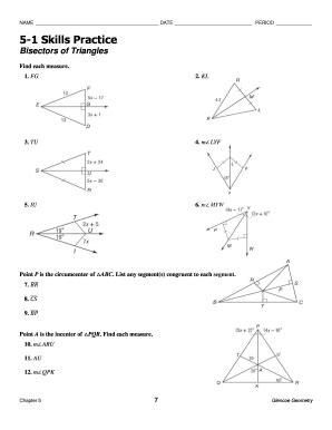 5 1 Skills Practice Bisectors Of Triangles Answer Key - Fill Online ...