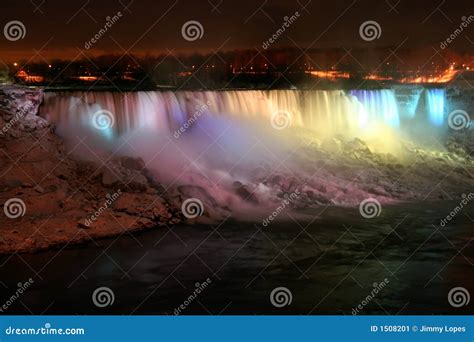 Niagara Falls at Night with Lights Stock Image - Image of canada, honey ...