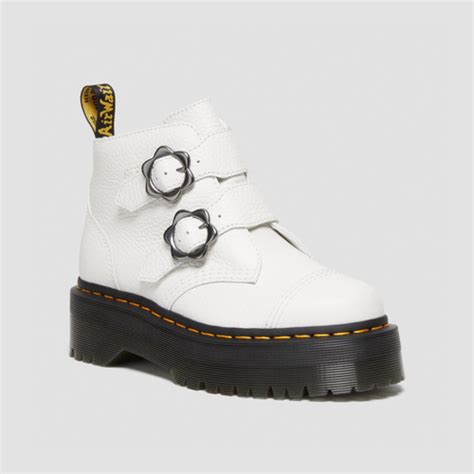Buy Dr. Martens Women's Devon Flower Buckle Platform Boots - White ...