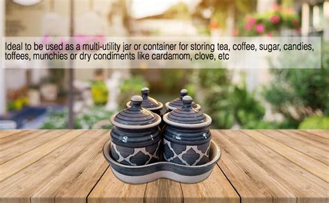 Niyara Multipurpose Storage Ceramic Pickle set Jars with Lid & tray ...