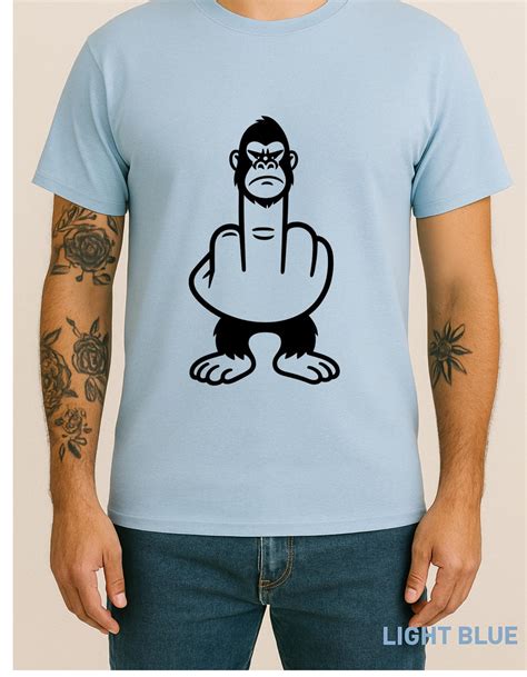 Middle Finger Gorilla Shirt - Funny Cartoon Ape Tee - Unisex Rude Humor ...