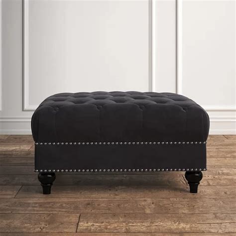 Torque - Lucifer Square Shape Fabric Ottoman Pouffe Puffy for Foot Rest ...