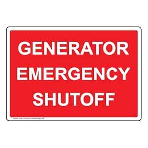 ComplianceSigns.com Generator Emergency Shutoff Label Decal, 5x3.5 in ...