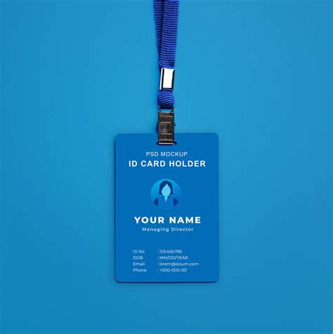Rounded ID Card with Lanyard Placed in Top View Mockup Free Download ...