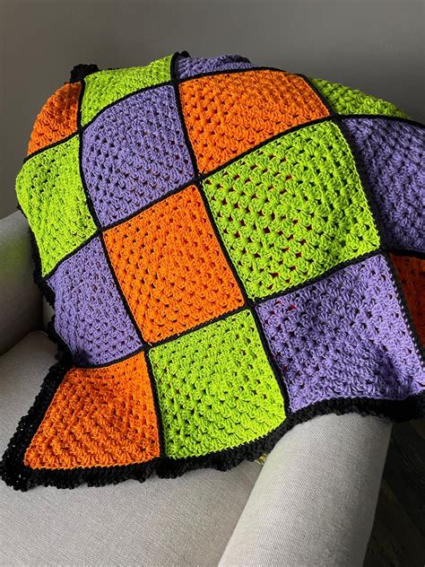 Halloween Afghan Pattern, Granny Square Afghan, Easy Crochet Granny ...