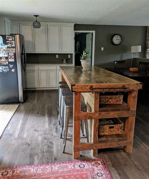 Wood Kitchen Island With Seating Area - Etsy | Kitchen island with ...
