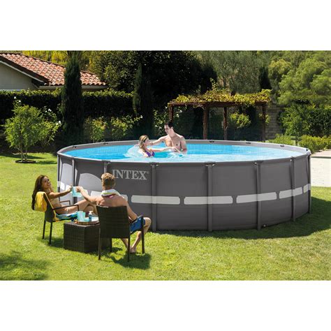 Intex 16ft X 48in Ultra Frame Pool Set with Filter Pump, Ladder, Ground ...