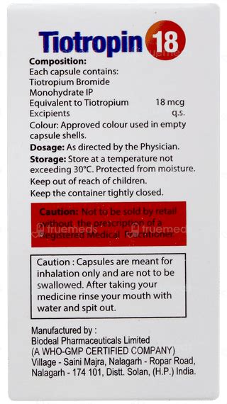 Tiotropin 18 Mcg Rotacap 30 - Uses, Side Effects, Dosage, Price | Truemeds