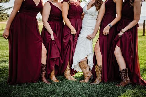 Neutral Bridesmaid Dresses With Cowboy Boots