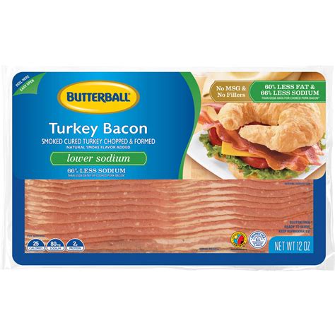 Butterball® Lower Sodium Turkey Bacon 12 oz. - Walmart.com - Walmart.com