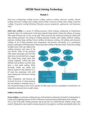 Metal Joining Technology Module 1 - Module 1 Introduction to different ...