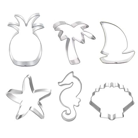Buy Beach Themed Cookie Cutter Set - Set of 6 - Palm Tree, Starfish ...
