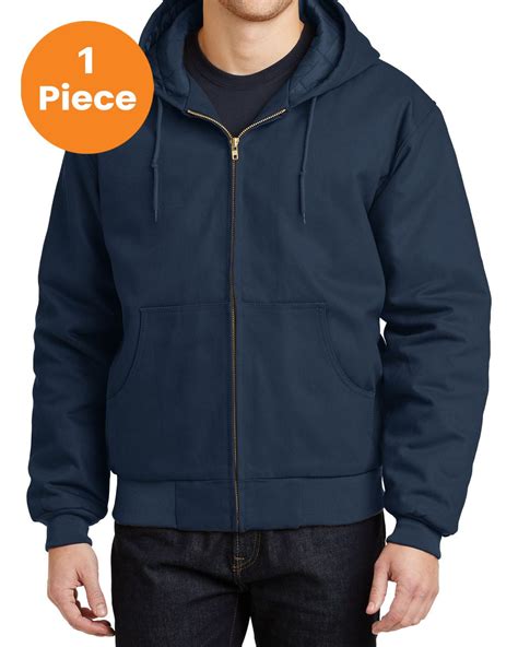 CornerStone Men’s Duck Cloth Hooded Work Jacket. J763H., Navy, XL, Mens ...