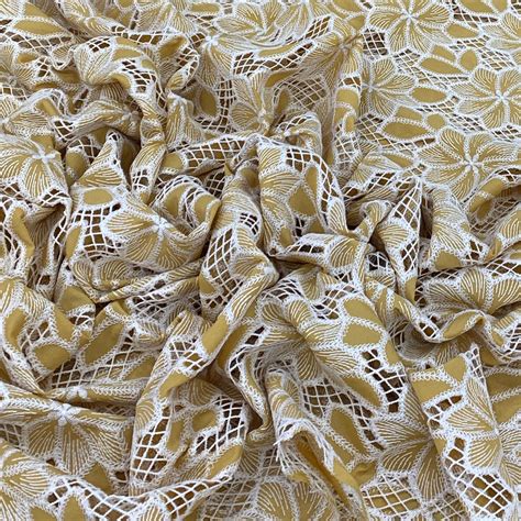 Mustard Yellow Crepe Cut Work Embroidery – Saroj Fabrics