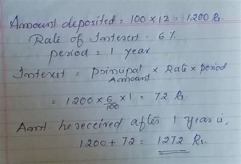 Amal deposits R 100 on the 1st day of every month.he deposited the ...