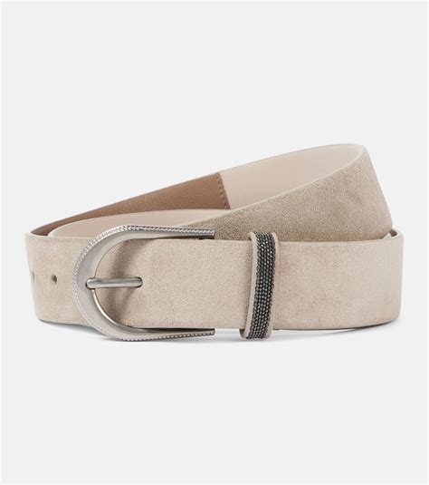 Monili suede belt in white - Brunello Cucinelli | Mytheresa