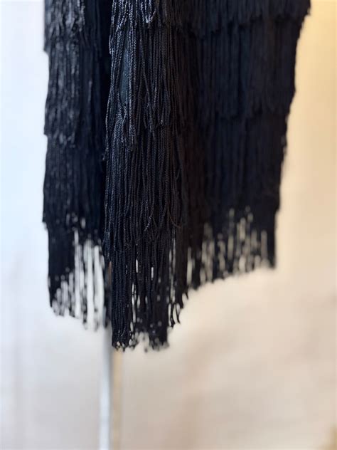 80s v-neck fringe s/s dress | umber_vintage