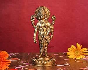 Buy SHIVAJI ARTS Lord Dhanvantri Brass Statue, 22CM Dhanwantari God of ...