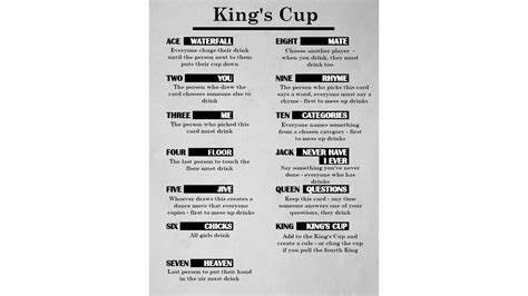 King’s Cup rules for the drinking card game