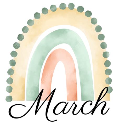 March Clipart Transparent Background, March Rainbow Design, March ...