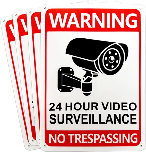 Amazon.com: Innovative Haus 4-Pack 24 Hour Video Surveillance Signs. No ...