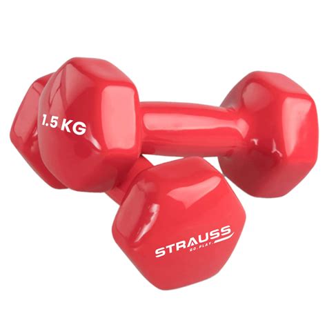Strauss Premium Vinyl Dumbbells Weight for Men & Women | 1.5 Kg (Each ...