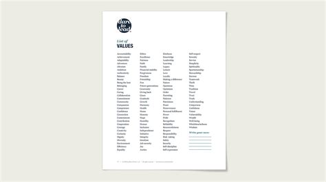 Dare to Lead | List of Values - Brené Brown