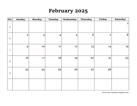 February 2025 Free Calendar Tempplate | Free-calendar-template.com