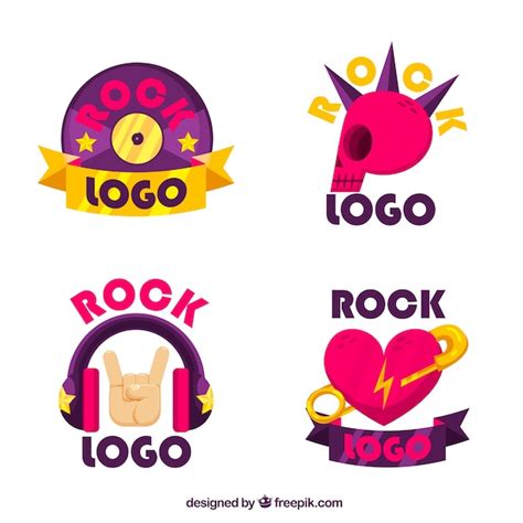 Collezione Rock logo con design piatto | Vettore Gratis