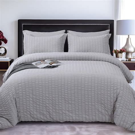 Amazon.com: HYMOKEGE Light Grey Duvet Cover Queen Size 3 Pieces ...