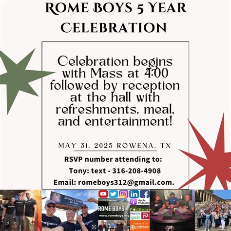 Rome Boys 5 Year Celebration , St Joseph Catholic Church - Rowena ...