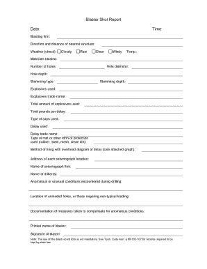 Blasters Report Form - Fill Online, Printable, Fillable, Blank | pdfFiller