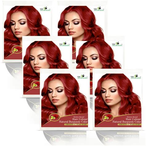 Buy VEDICAYURVEDA Henna Hair Color, Burgundy-Sachet Pack Hair Colour ...