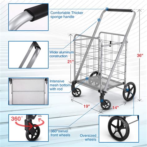 Buy Newly Released Grocery Utility Flat Folding Shopping Cart with 360 ...