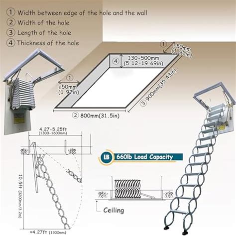 INTSUPERMAI White Ceiling Folding Loft Ladder Stairs India | Ubuy