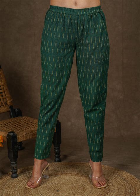 Trendy Green ikat narrow fitted pant – Sujatra