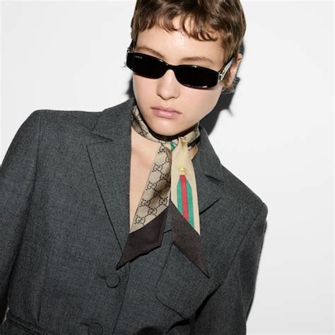 Nastro in seta stampata in marrone | GUCCI® IT