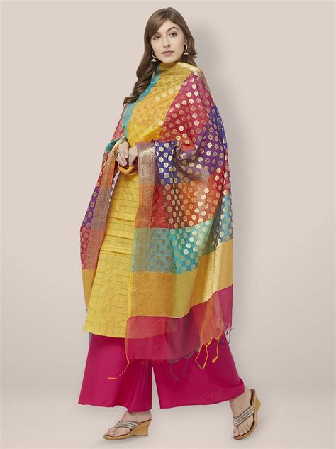 Woven Multicolored Banarasi Silk Dupatta Dupatta Bazaar
