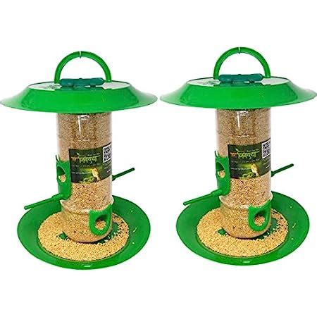 Amijivdaya Medium Bird Food Feeder with Hut Both Side (Green and ...