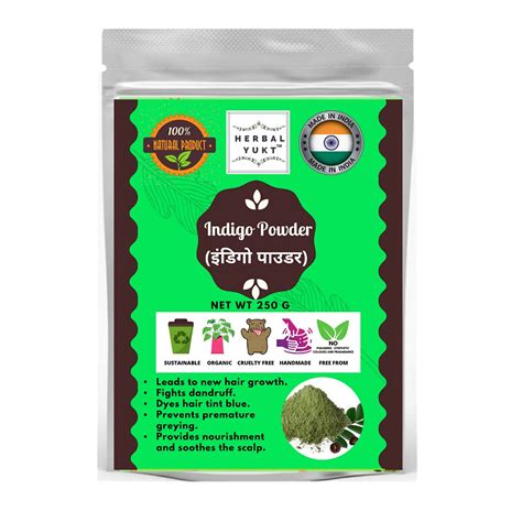 Buy Herbal Yukt Organic Indigo Powder for Hair & Beard Color - 250 Gm ...