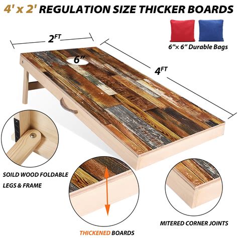 Snapklik.com : Sportdo Cornhole Board Set, Thicker Solid Wood 4x2 ...