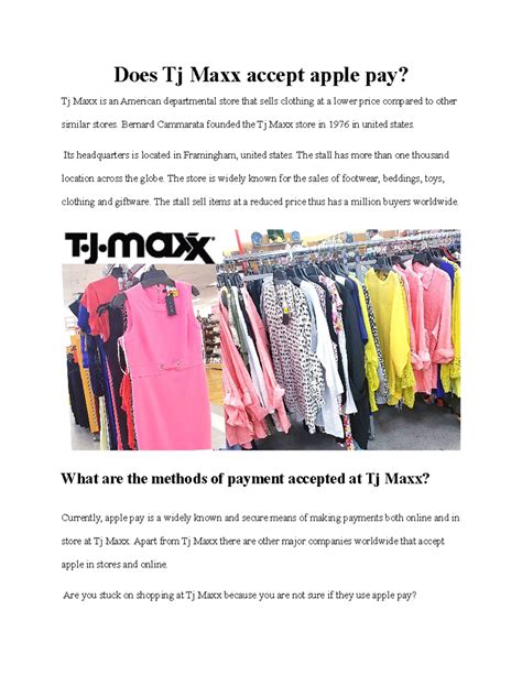 Does Tj Maxx accept apple pay - Bernard Cammarata founded the Tj Maxx store in 1976 in united ...