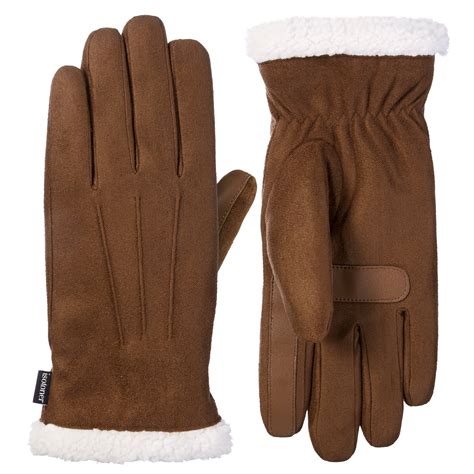 Isotoner Women's Winter Gloves L/XL Microsuede Sherpa Cuff Touchscreen ...