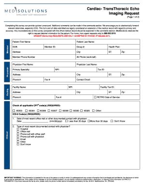 Fillable Online Cardiac- TransThoracic Echo Imaging Request ...