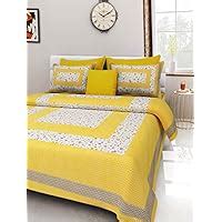 ART WORLD King Size Double Bed Sheet with Pillow Covers Pure Cotton ...